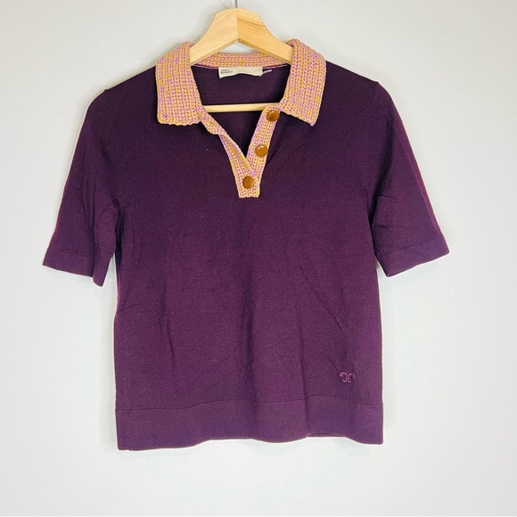 Tory Burch knit collar polo top size xsmall - Picture 2 of 8